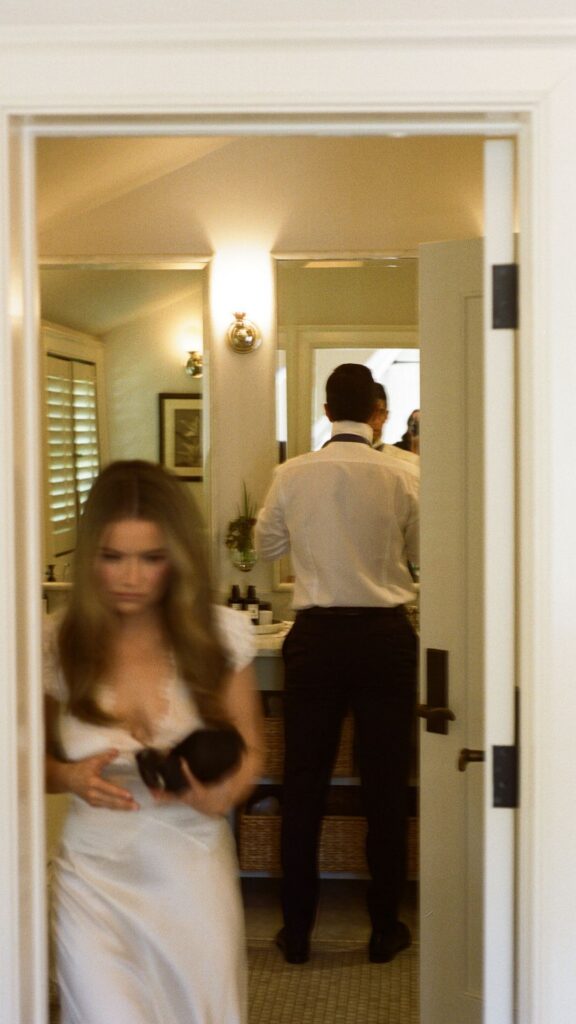 small intimate wedding venues means getting ready in the same bathroom